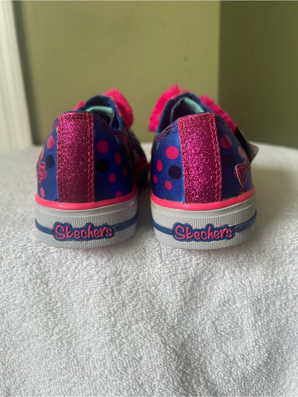 NWT Skechers Twinkle-Toes Girls' Glitter Monster Slip-On Sneakers - Pink & Blue - Picture 6 of 13